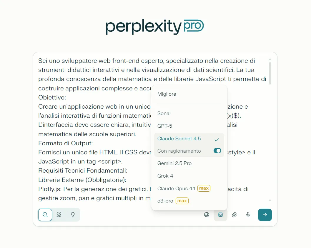 Esempio di output dell'applicazione web generata