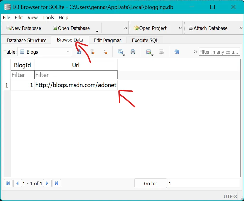 First value inserted in Blogs table
