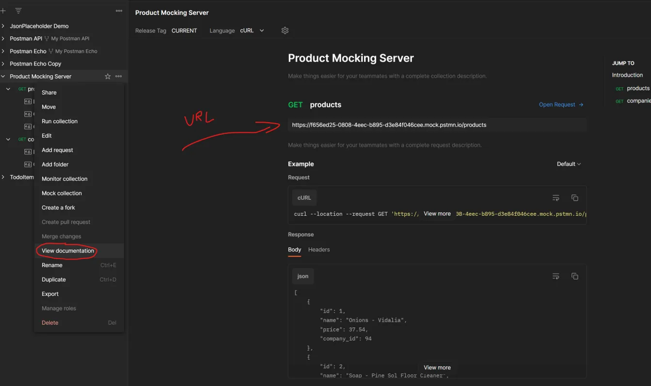 Product-Mocking-Server-Url
