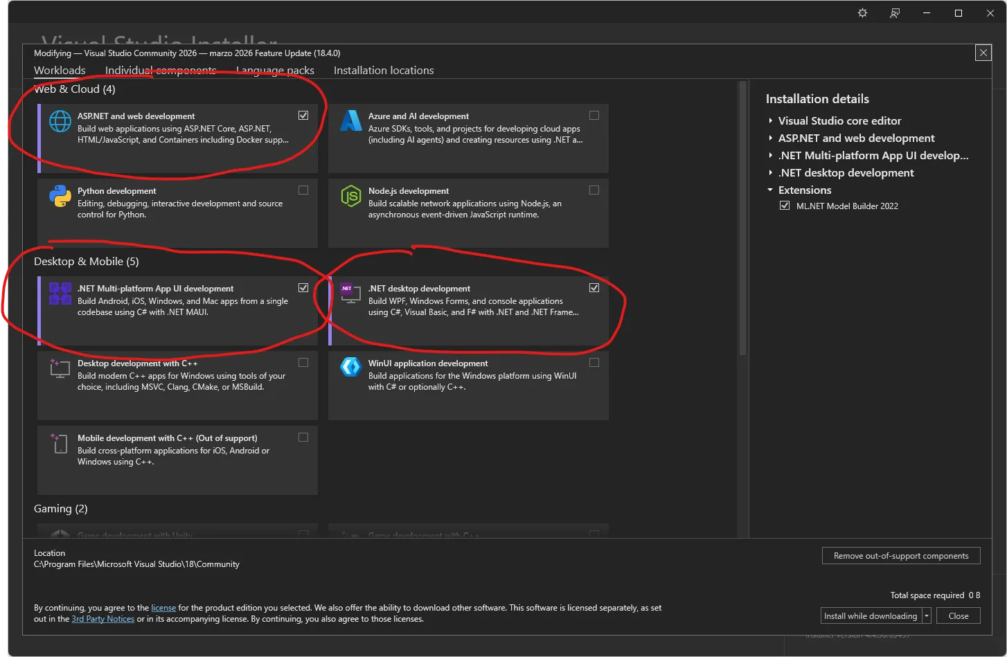 Installazione di Visual Studio