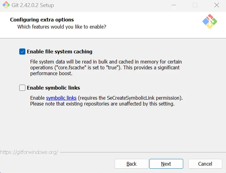 Schermata Installer Git 10 