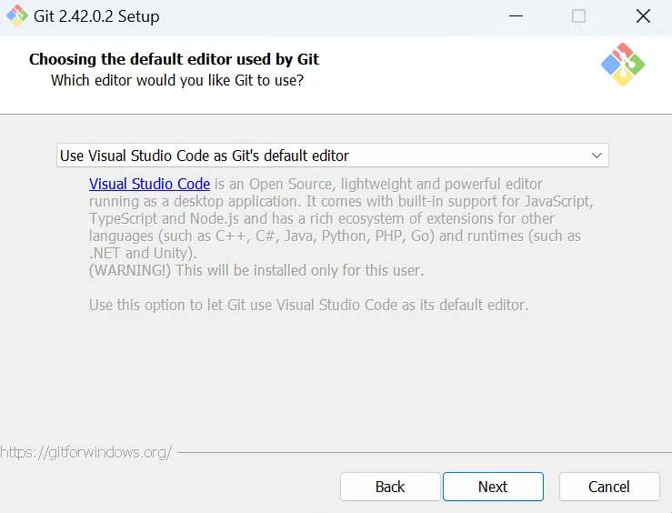 Schermata Installer Git 2